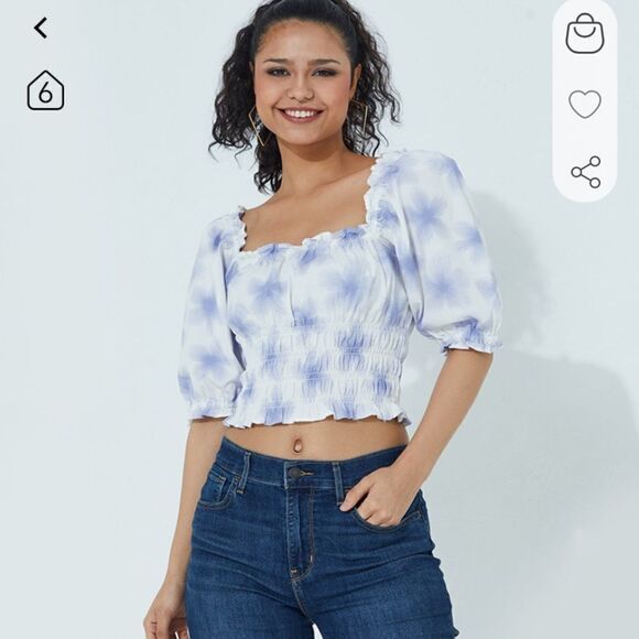 Levi’s Purple Floral Off the Shoulder Crop size Large - Picture 12 of 13